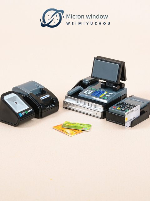 迷你仿真收银台收银机POS机模型超市便利店小物品儿童过家家玩具