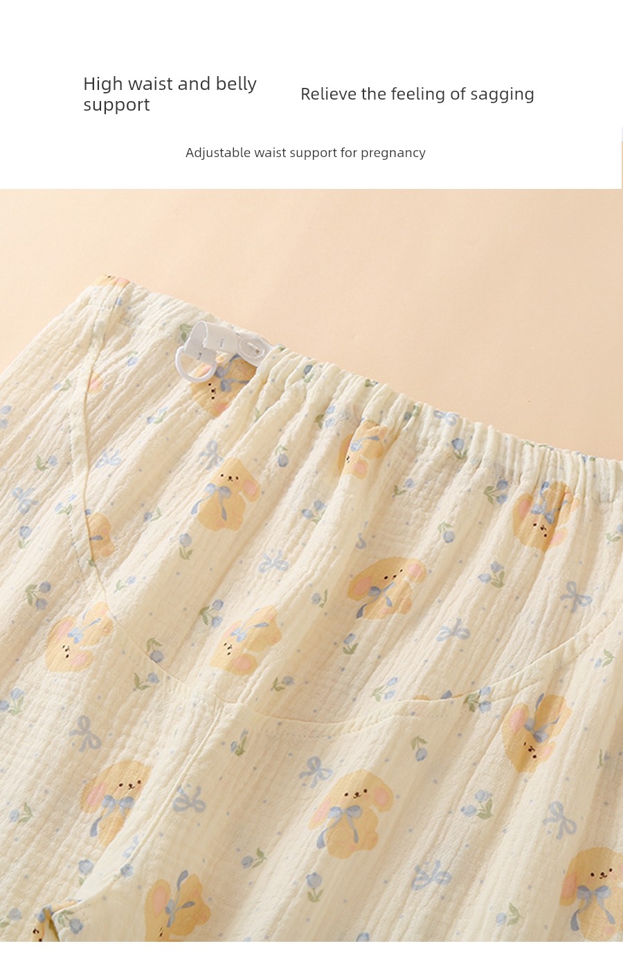 Maternity Sleep Pants, Non-Tight on the Stomach, Pure Cotton, Thin Autumn Style, Adjustable, Home Sleep Pants for Pregnant Women, Postpartum Pants, Long — 3