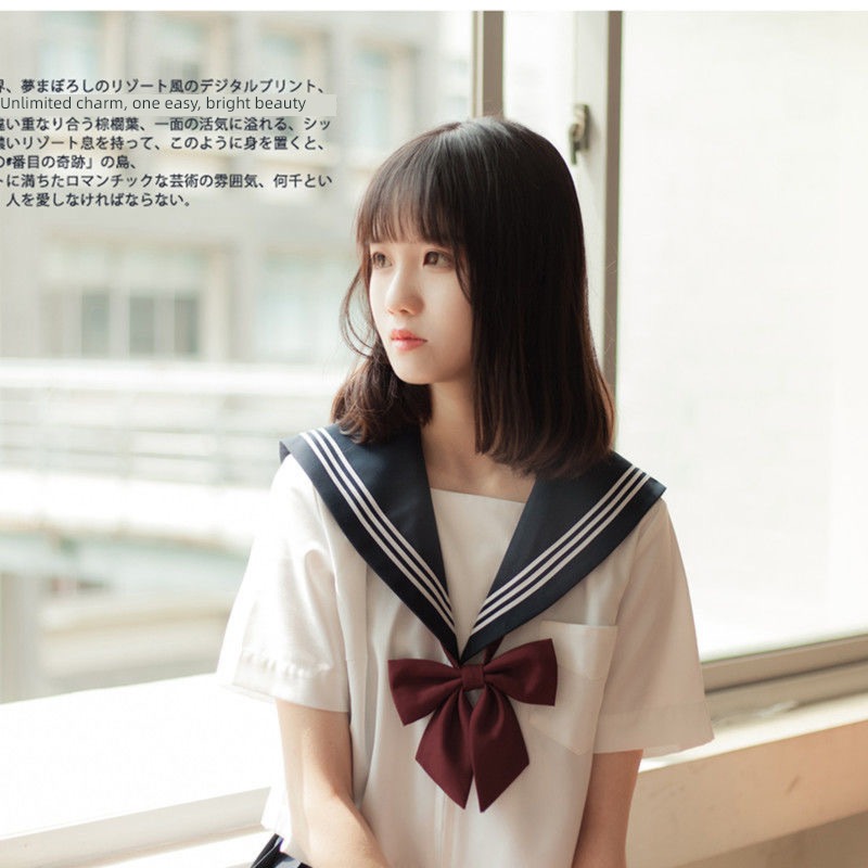 JK Three books orthodox uneven sleeve length give Bow tie Sailor suit