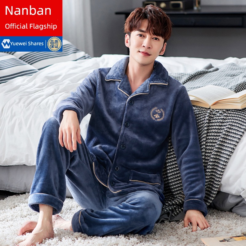 NGGGN man Autumn and winter Flannel suit pajamas