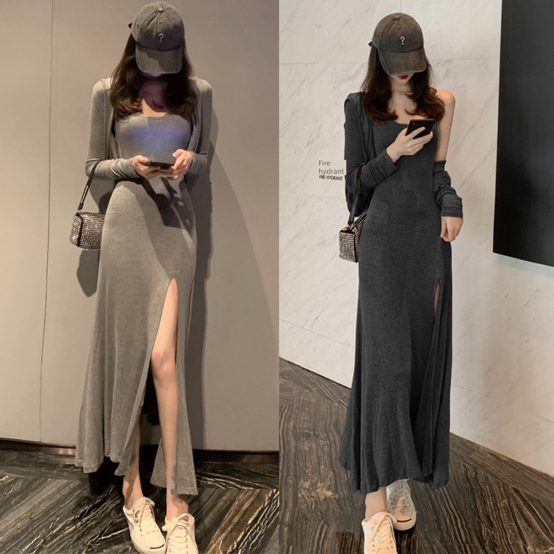 Thin coat Air conditioning shirt Self-cultivation Super long Dress