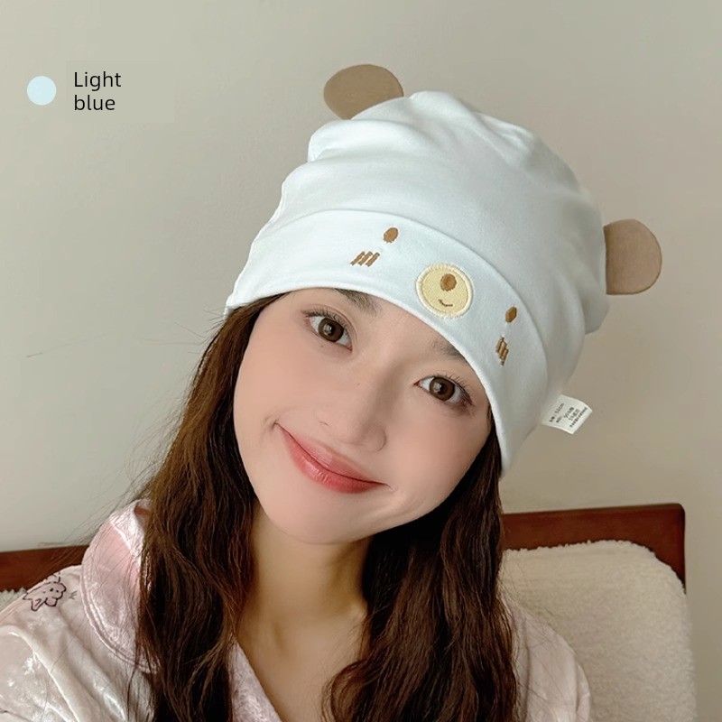 Postpartum Hat for All Seasons, Pure Cotton, Class A, Large Head Circumference, Cute, Thin Style for Spring and Summer, Windproof for Postpartum Women, — 2