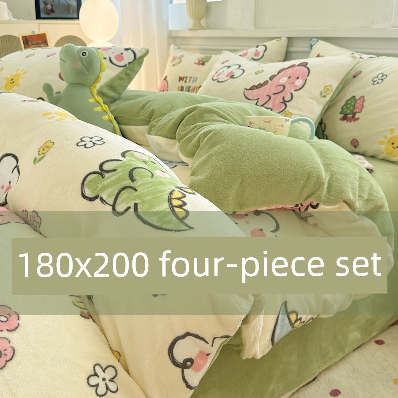 1.8m X 2.1m 8X 2m Milk Velvet Four-Piece Set 180X200 Double-Sided Coral Velvet Duvet Cover 1.8X220