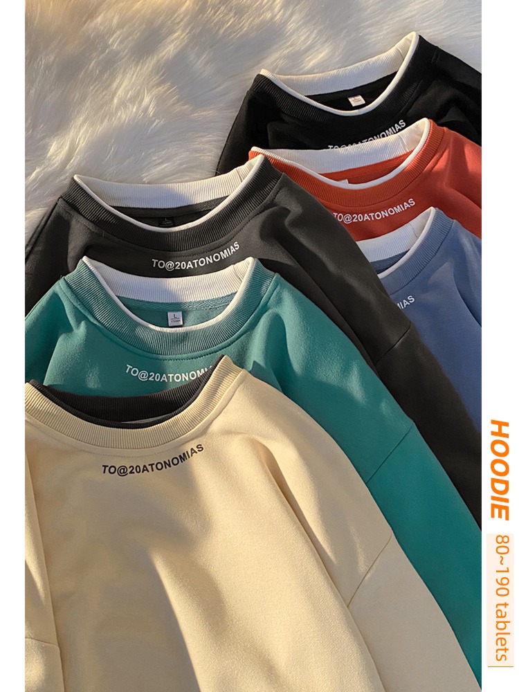 Chaopai ins Autumn and winter Round neck Long sleeve T-shirt Sweater