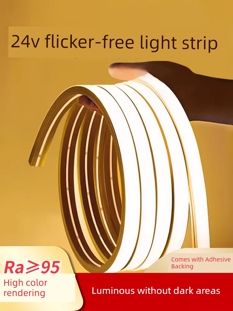 Cob Flexible Soft Silicone Light Strip Teleflex 12 V24v Low Voltage Waterproof Self-Adhesive Led Embedded Linear Light Strip