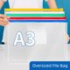 Large A3 file bag transparent waterproof zipper plastic pvc seal pull-up bag thickened 8k sketch drawing paper storage book file bag drawing art bag album family certificate drawing draft