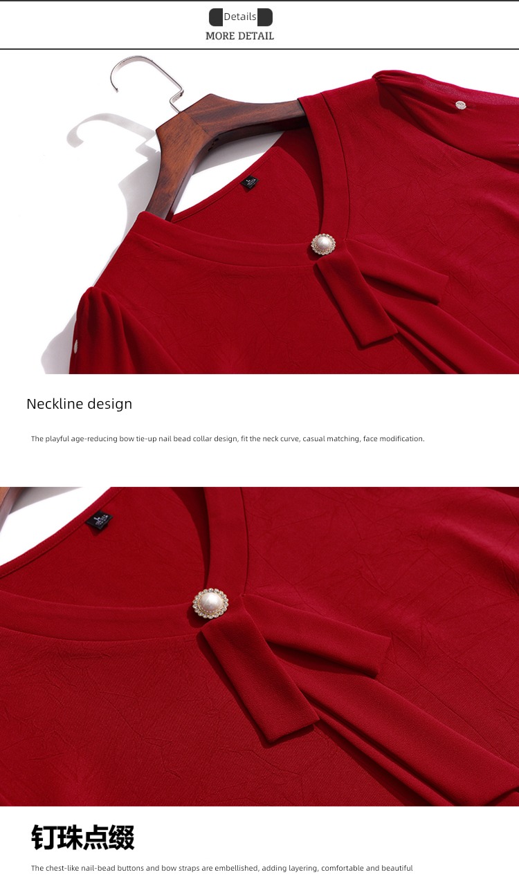 middle age mom easy three quarter sleeve Chiffon shirt summer wear