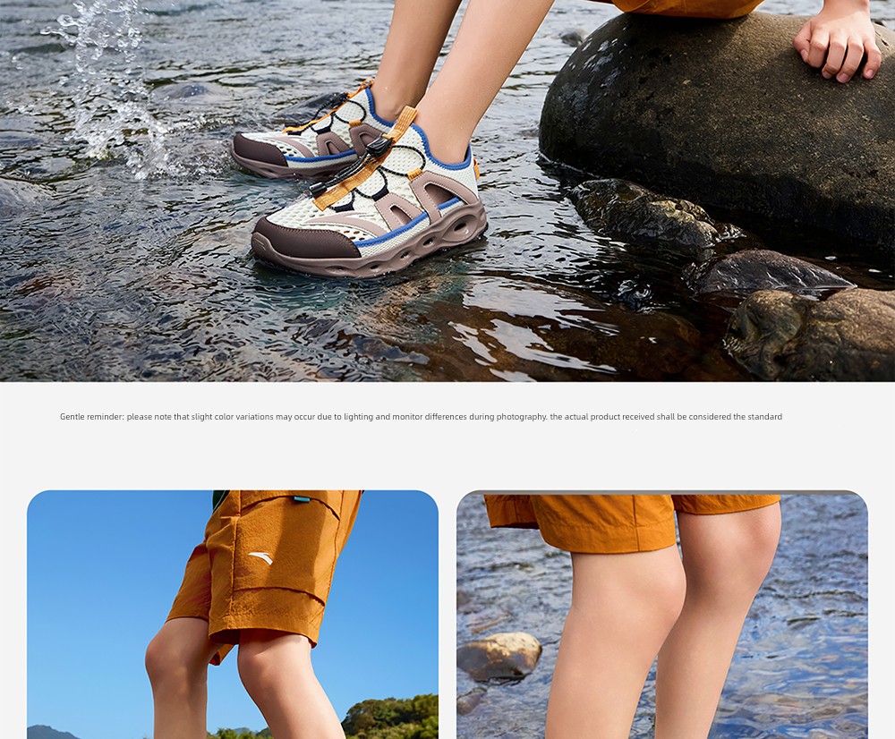 Anta Kidsren's Summer Sandals, Boys' River-Tracing Shoes, Beach Shoes, 2026 Summer New Style, Water-Resistant Outdoor Retro Sports Sandals — 46