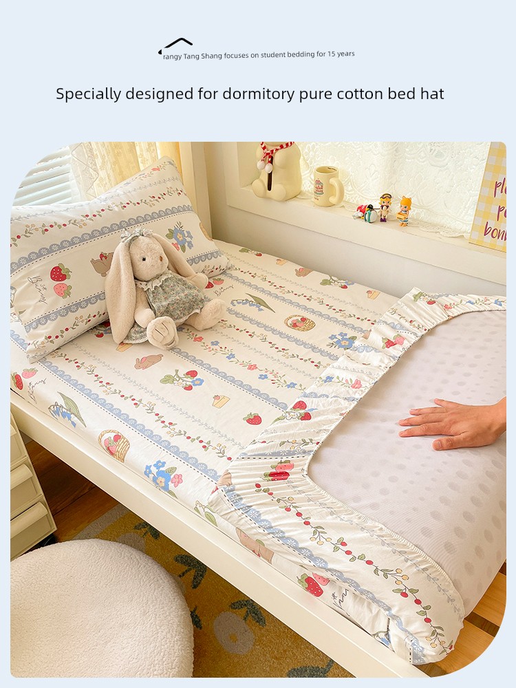 Dormitory Dedicated Full-Cotton Fitted Sheet 90 X190 Student Single Bedroom Three Or Six-Piece Cotton Bed Sheets Thin Mattress Bedspread
