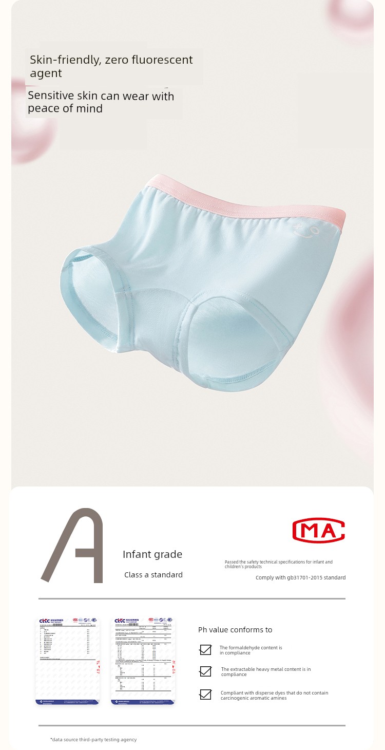 Balabala Girls' Underwear, Pure Cotton Children's Boxer Shorts, Toddler and Big Kids' Triangle A-Class Non-Binding Three-Pack — 8