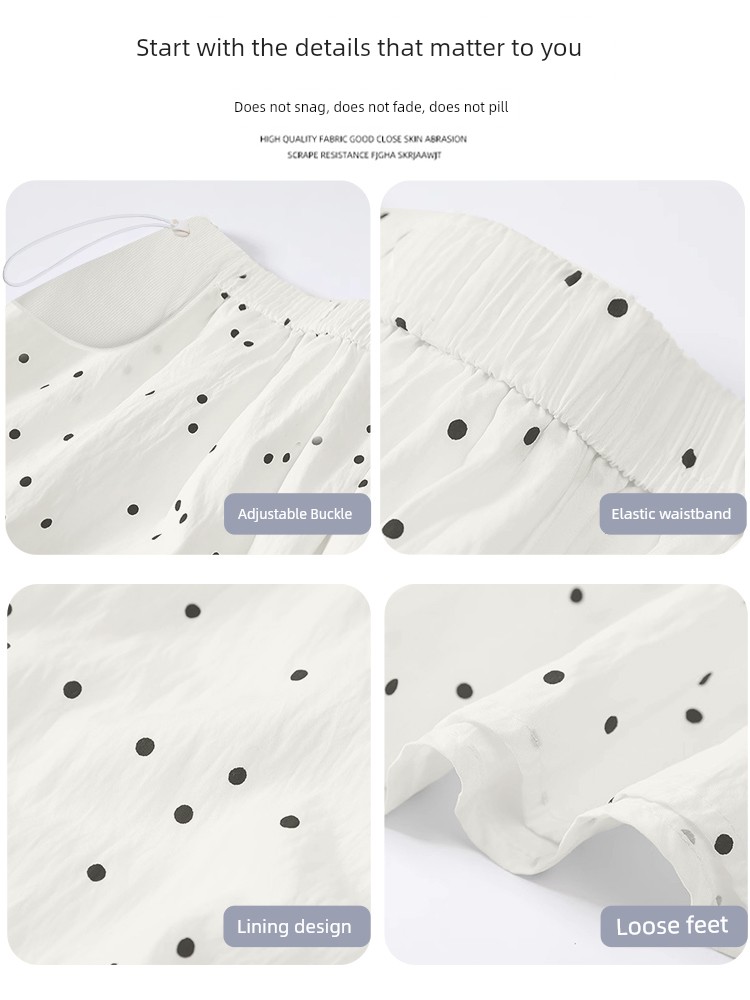 Maternity Pants for Summer, Thin Style for Outerwear, 2026 New Model, Polka Dot Skirt-Pants for Pregnant Women, No Belly Support, Drawstring Wide-Leg — 5