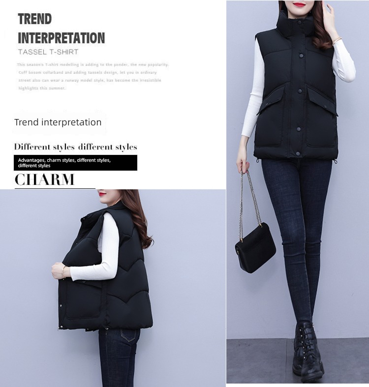 stand collar fashionable Sleeveless waistcoat have cash less than that is registered in the accounts Down cotton Vest