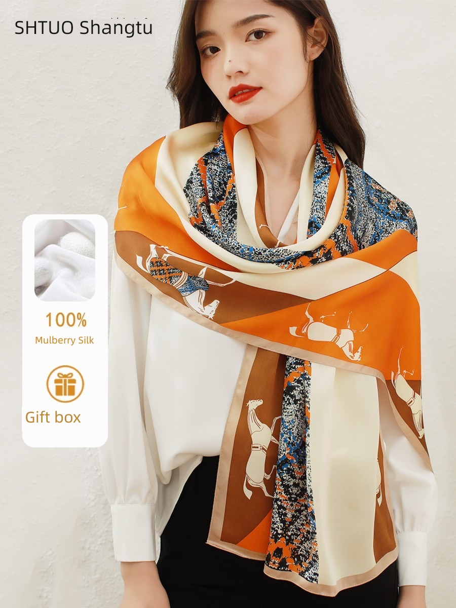 female birthday Gift giving scarf Shawl real silk