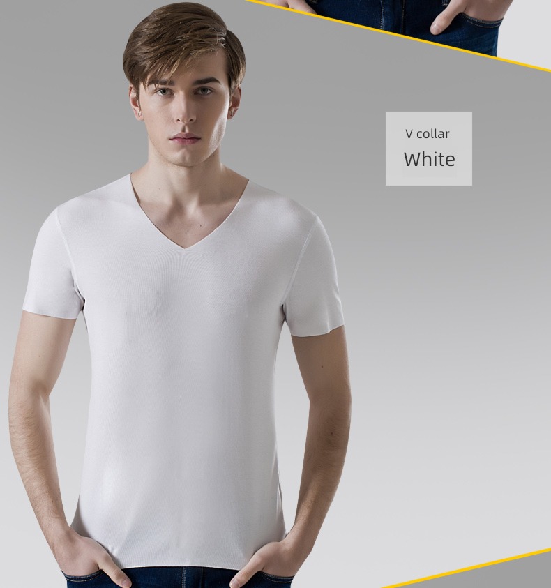 modal  man V-neck Tight fitting Undershirt Short sleeve T-shirt