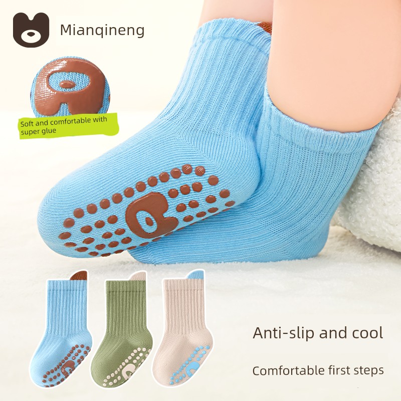 Baby Floor Socks, Infant Spring and Autumn Non-Slip Anti-Cold Toddler Socks, One-Year-Old Boys and Girls Mid-Tube Indoor Children's Socks — 3