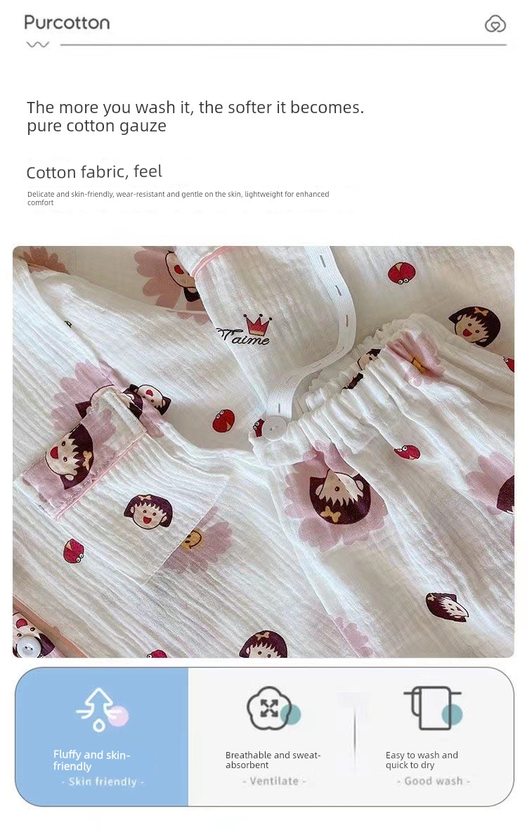 All-Cotton Maternity Pajamas for Summer, Thin Style, Postpartum Nursing, April/May, Women's Maternity Sleepwear, All-Cotton Two-Piece Set — 10