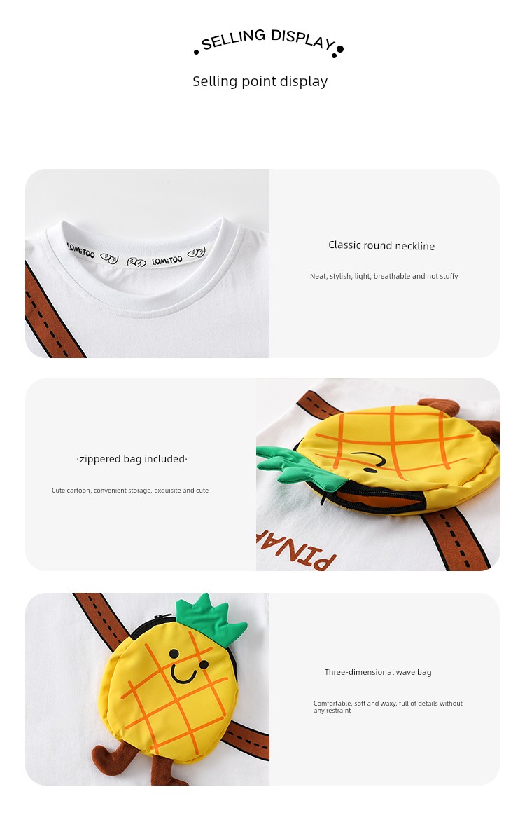 Girl Short Sleeve T-Shirt Pure Cotton Summer Boy Baby Clothes Watermelon Fruit Cute Pocket Kids Tops Children's Clothing — 11