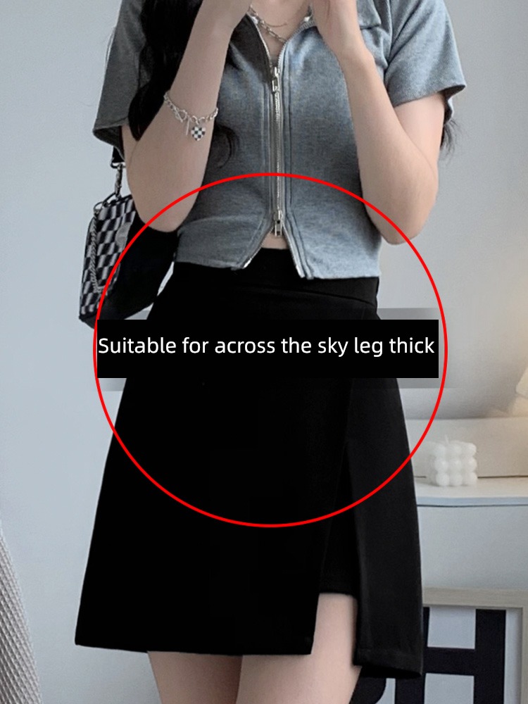 black spring and autumn suit High waist Show thin Big size skirt