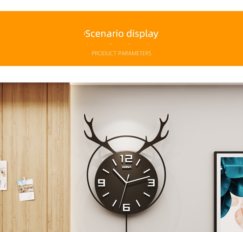 Deer head household fashion personality originality Silence Wall clock