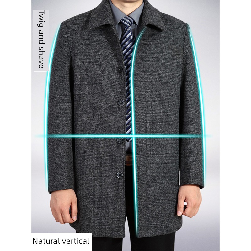 dad grandpa Middle aged and old people Woollen overcoat loose coat