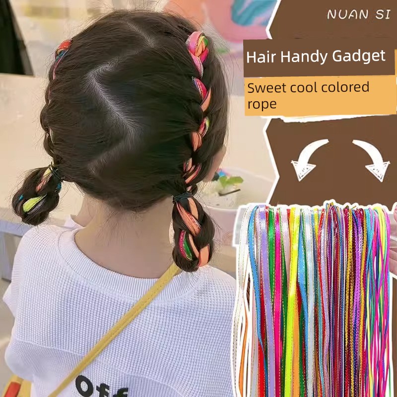 Kids Sweet Cool Silver Headband Hair Rope Elementary School Student Jazz Hip Hop Dreadlocks Headband Girl Ribbon Performance Headdress — 4