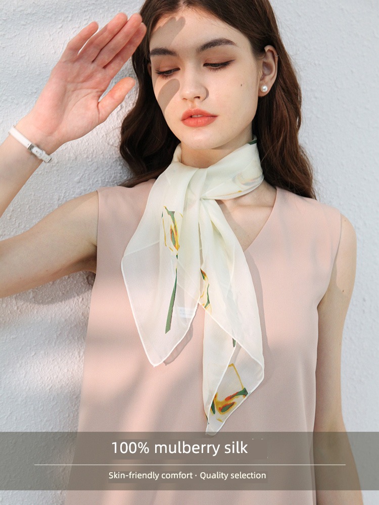 high-grade fashion female summer Thin money Small silk scarf