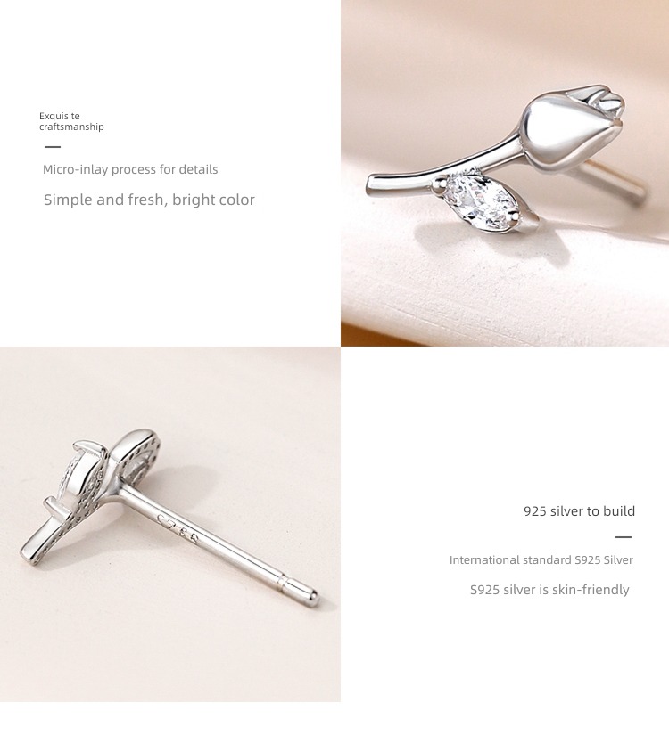 Xiangnan 925 Sterling Silver female Minority Advanced sense tulips