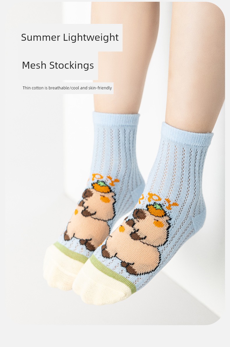 Kappabala Boys' Socks Summer Thin Children's Cotton Socks Ultra-Thin Mesh Cartoon Girls' Baby Summer Mid-Calf Length Socks — 2
