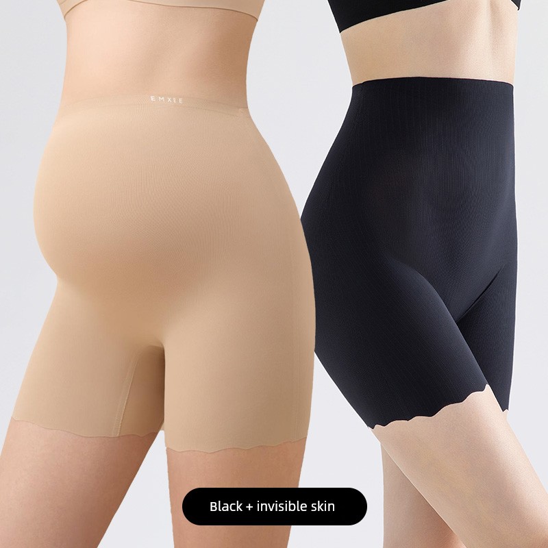 Manxi Maternity 2-in-1 Safety Shorts Anti-Exposure Underwear Low and High Waist Leggings Spring/Summer Thin Ice Silk Shorts — 8