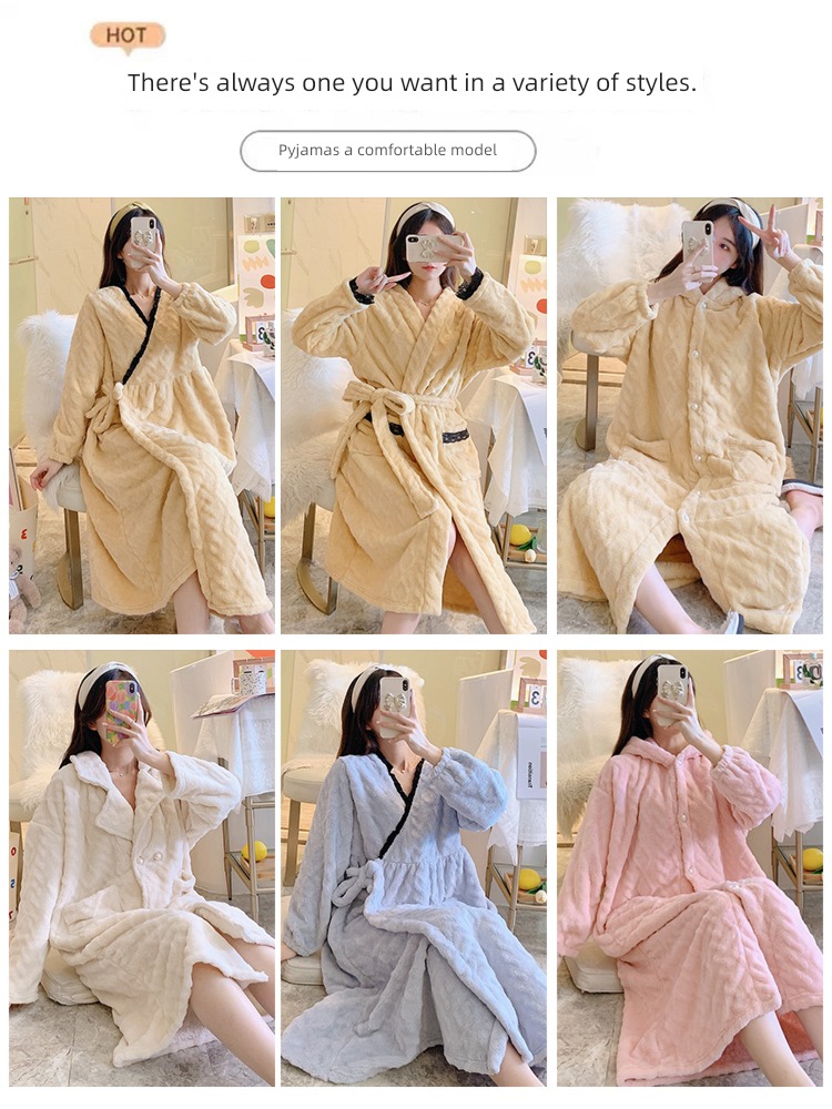thickening Coral velvet ma'am Loose money pregnant woman robe
