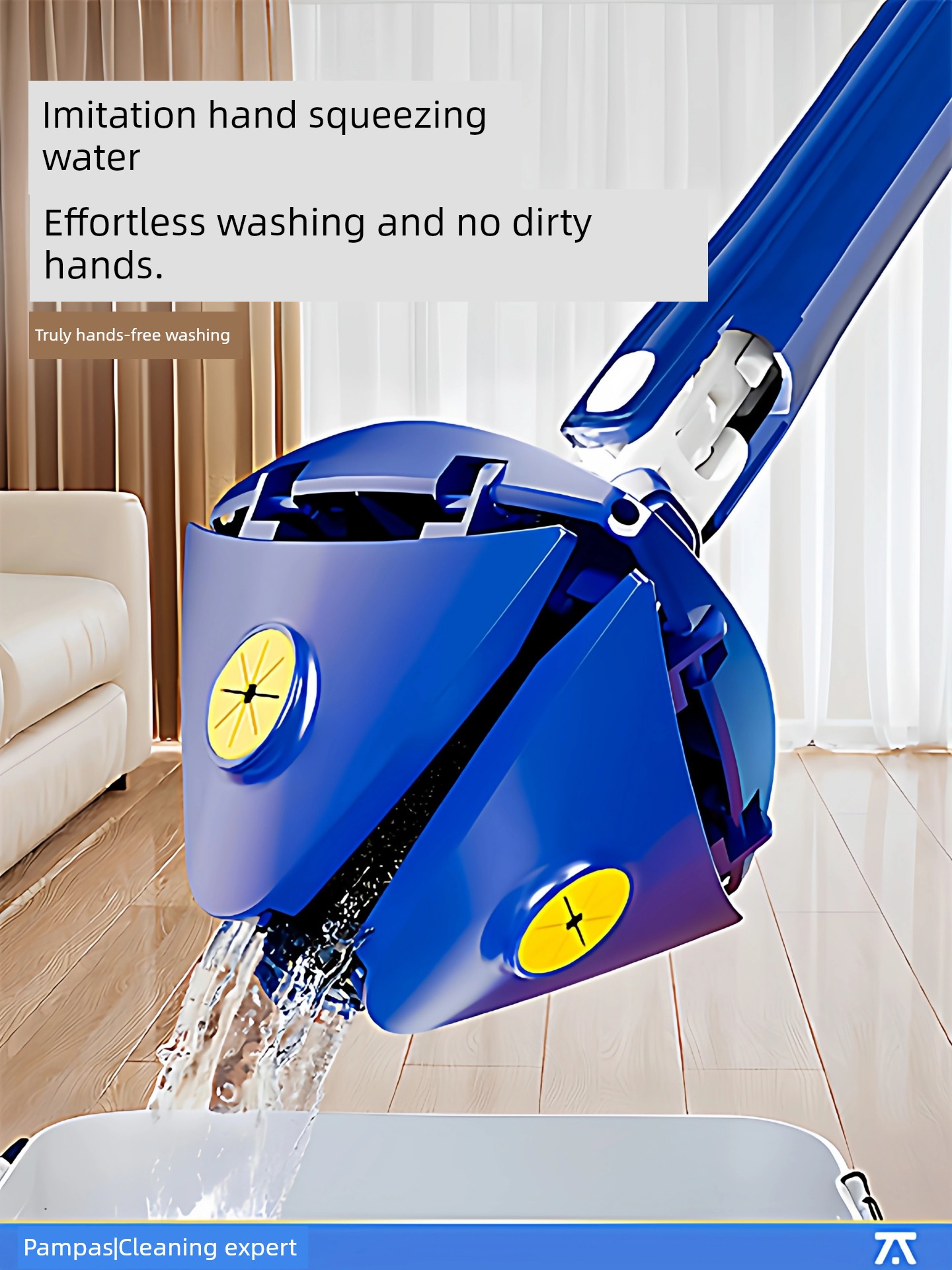 German Triangle Mop Cleaning Gadget Ceiling Automatic Twist Water Universal For Home Wipe the Wall Hand Wash-Free 2023 New Arrival