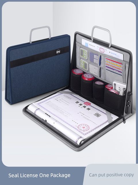 Seal storage box Business license storage bag Large capacity with password lock Seal box Office seal bag License bag