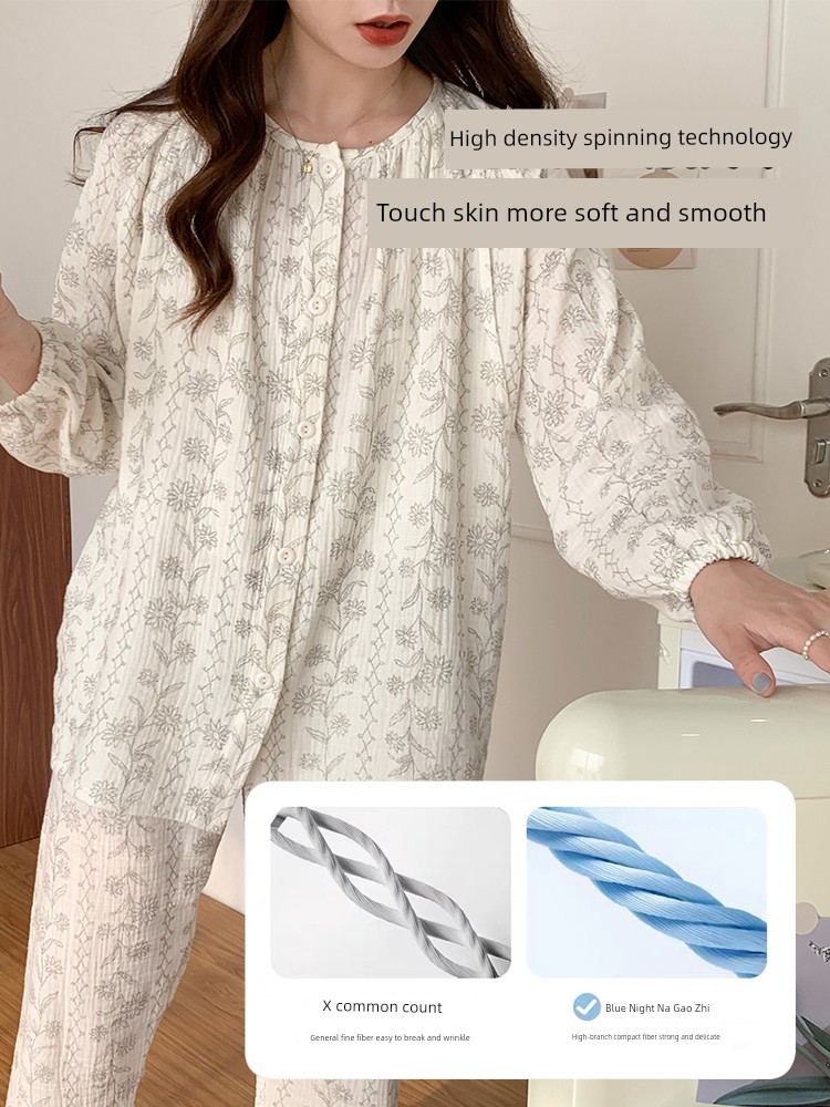 Cotton Confinement Clothing Cotton Pajamas for Pregnant Women Spring & Fall Maternity Pure Cotton Sweat Absorbing Summer Thin August Homewear — 4