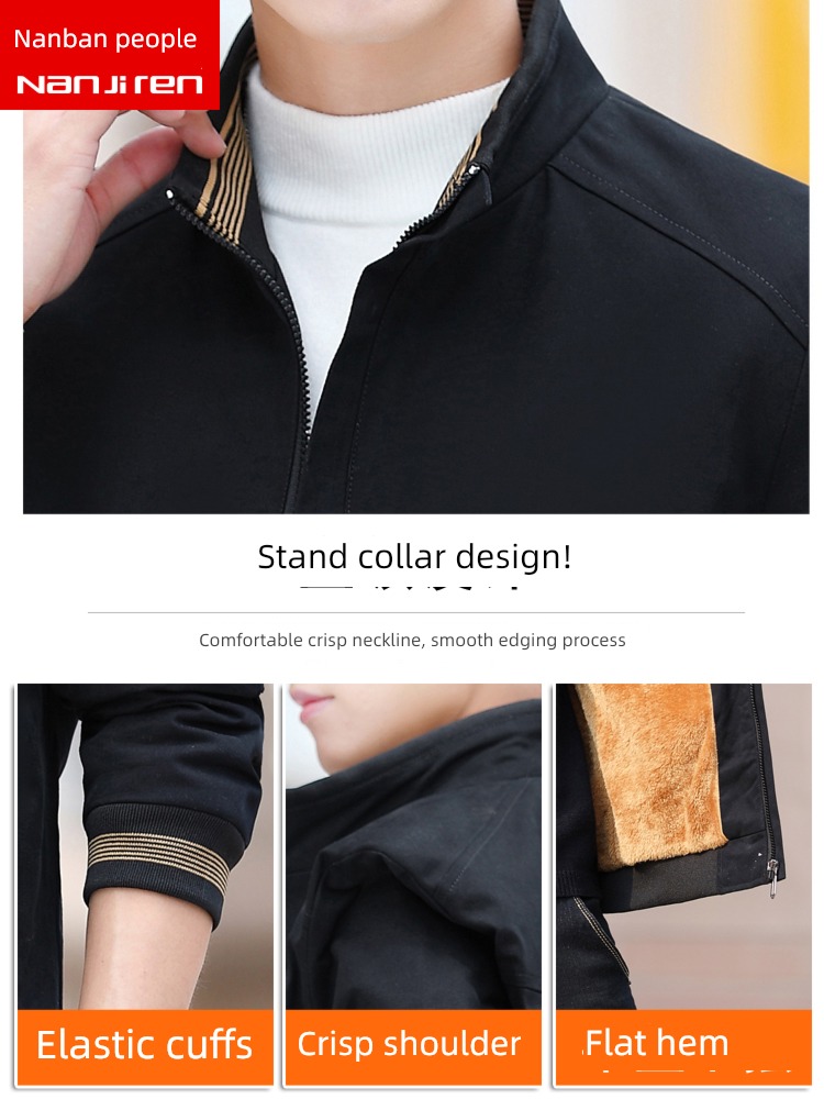 NGGGN Autumn and winter easy stand collar black Jacket