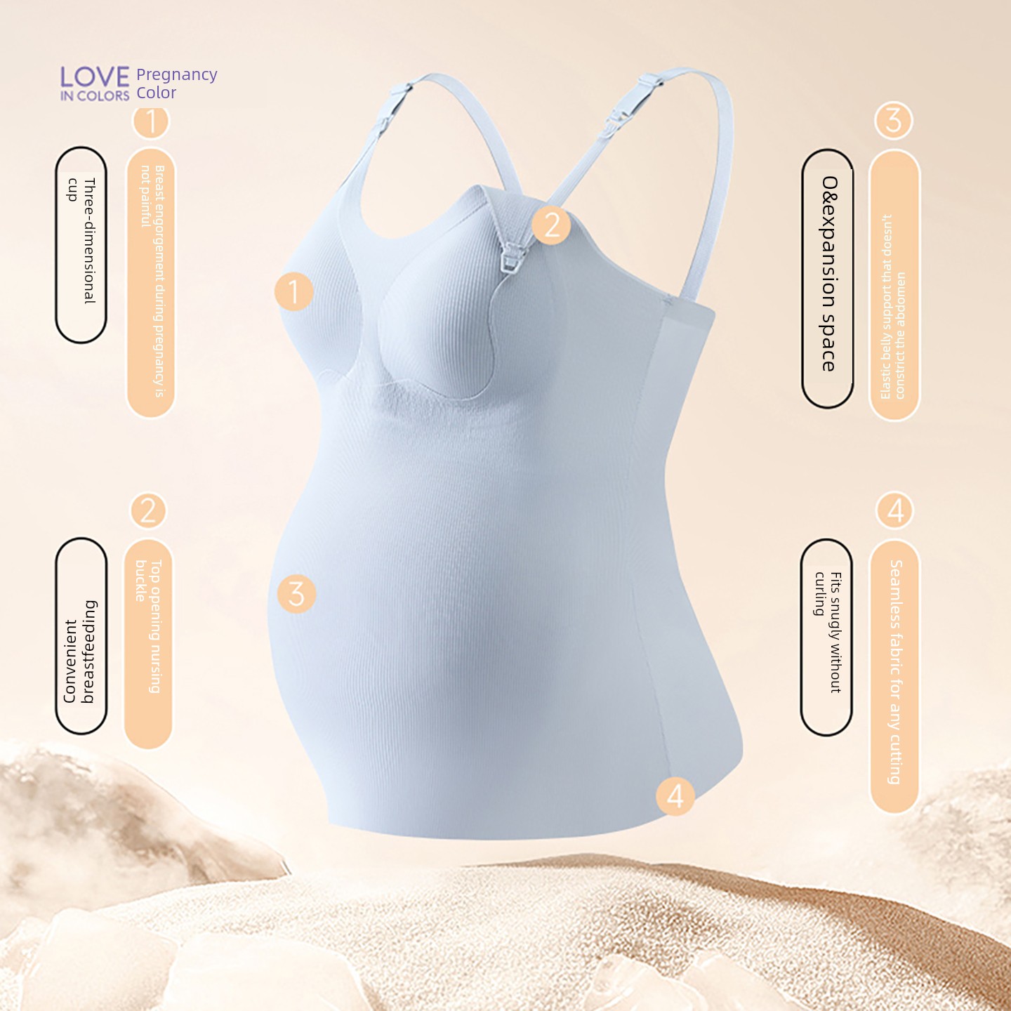 Maternity Nursing Tank Top with Straps, Postpartum Breastfeeding, No Need to Wear Underwear, Anti-Exposure, Thin Autumn Style Bra for Pregnant Women — 4
