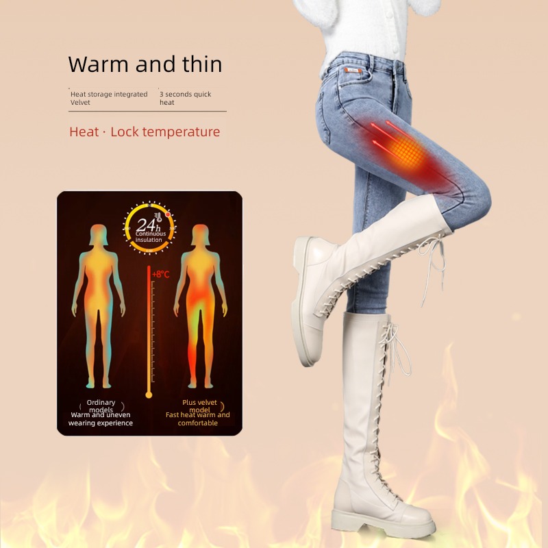 Light blue Autumn and winter High waist pencil Plush Jeans
