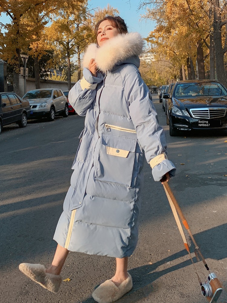 Medium and long term Korean version ins Over the knee thickening cotton-padded jacket down