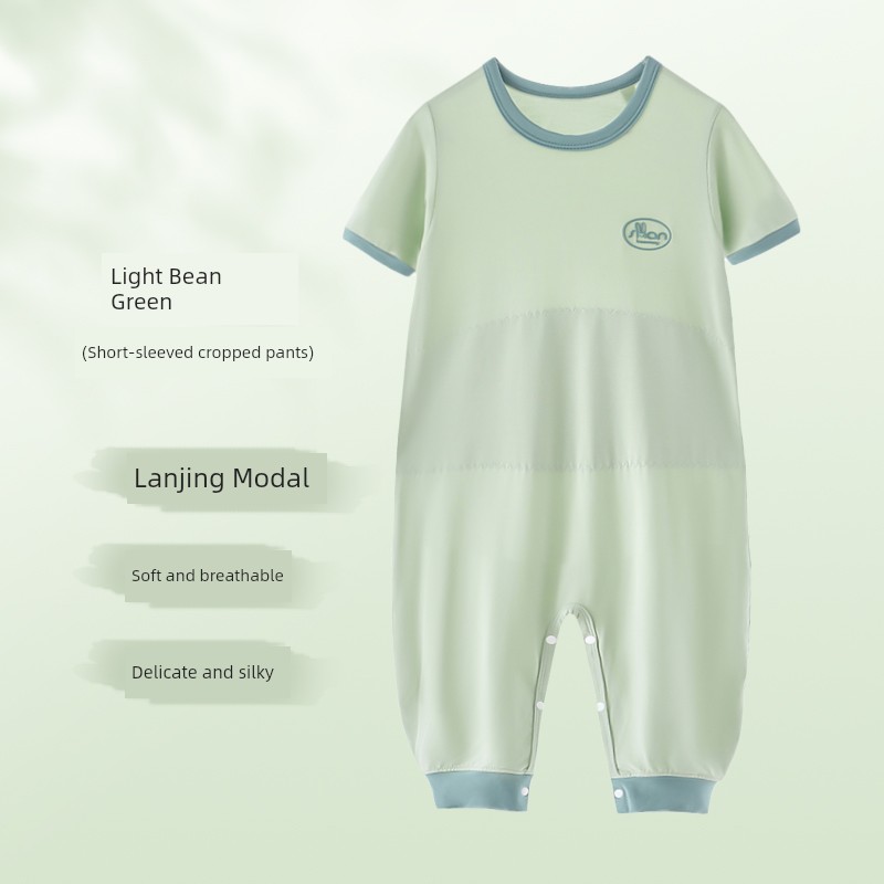 Spring, Summer, Autumn Double Layer Bellyband Boys and Girls One-Piece Pajamas — 7
