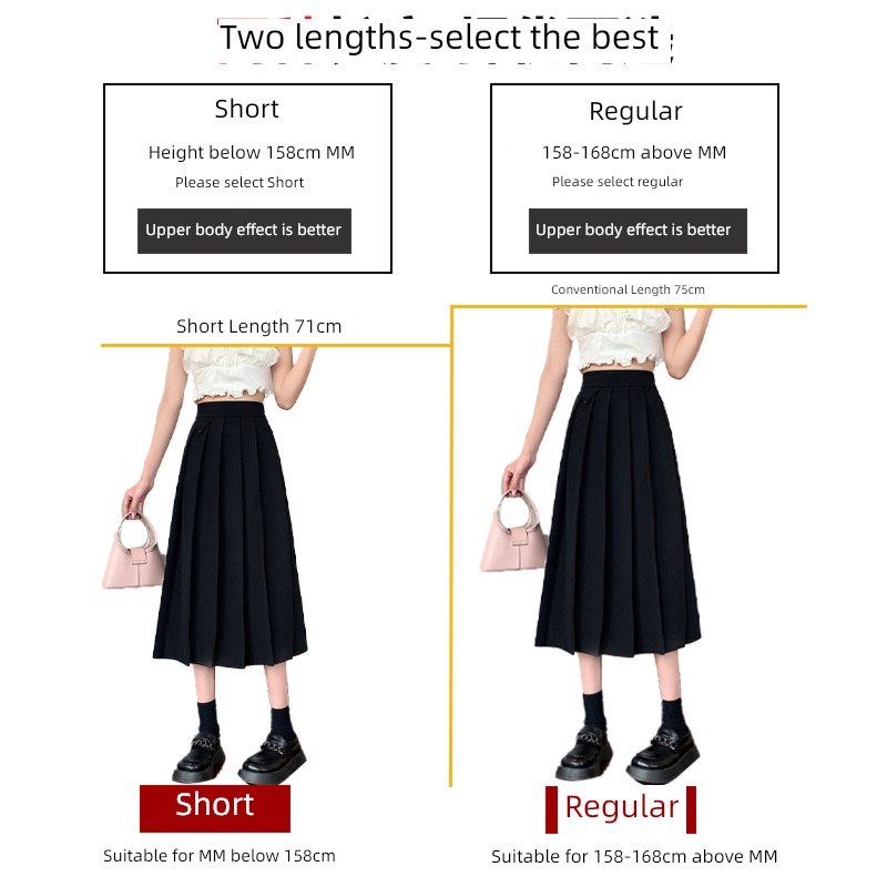 temperament spring clothes Medium and long term Big swing Show thin Pleated skirt