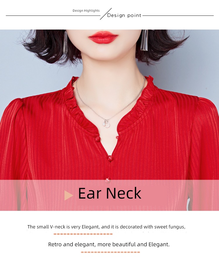 Long sleeve high-grade Foreign style Agaric edge Hangzhou real silk shirt