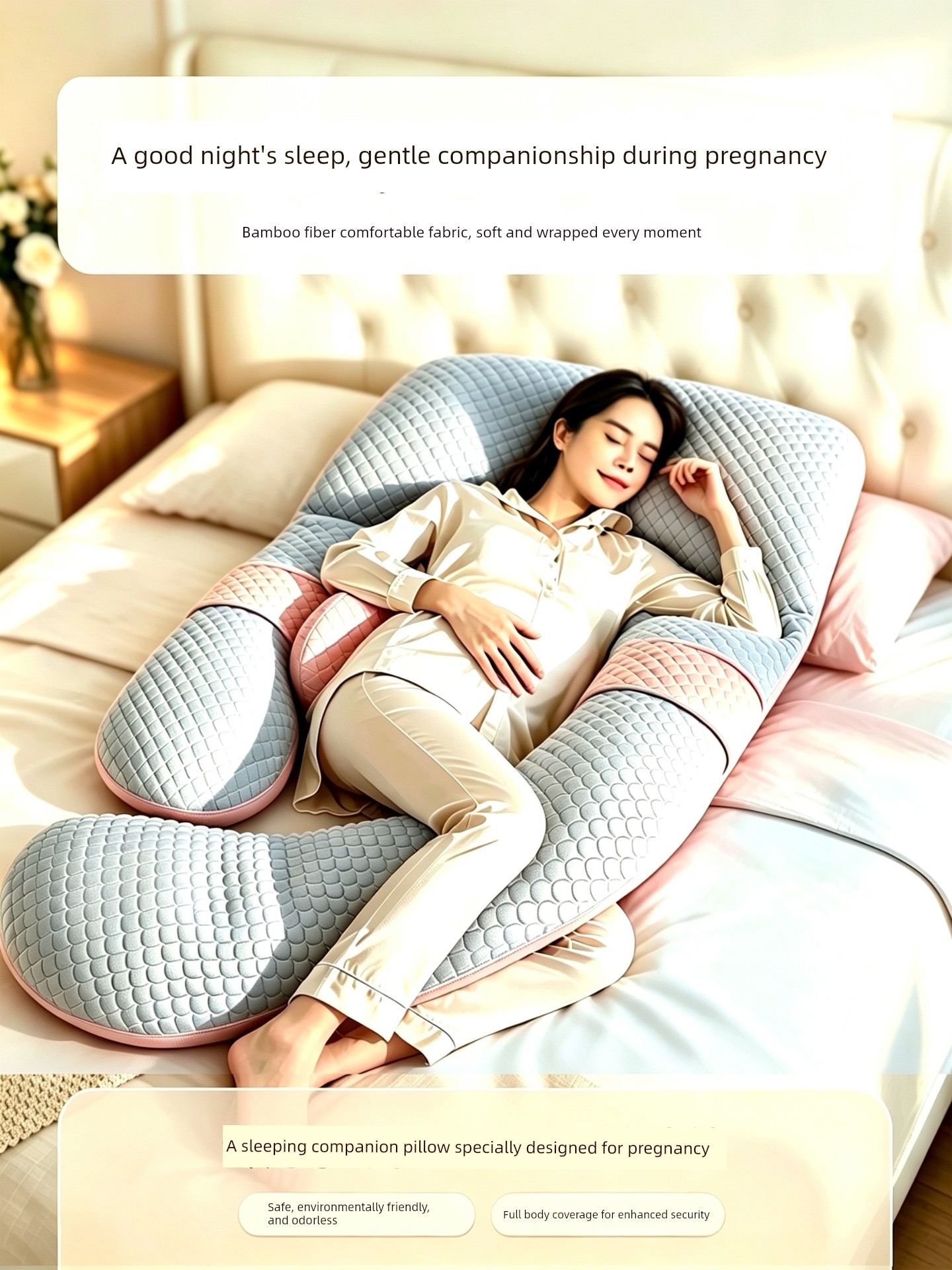 Pregnancy Pillow for Waist Support, Side Sleeping, Belly Support, Side-Lying Pillow, Pregnancy-Specific Sleeping Pillow, Special Pillow for Late Pregnancy