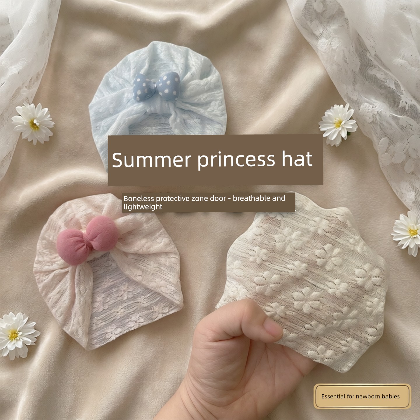 Autumn Thin Baby Hat for Newborns, Cute Princess Cap, Seamless Fontanelle Protection, Stylish Printed Hat — 2