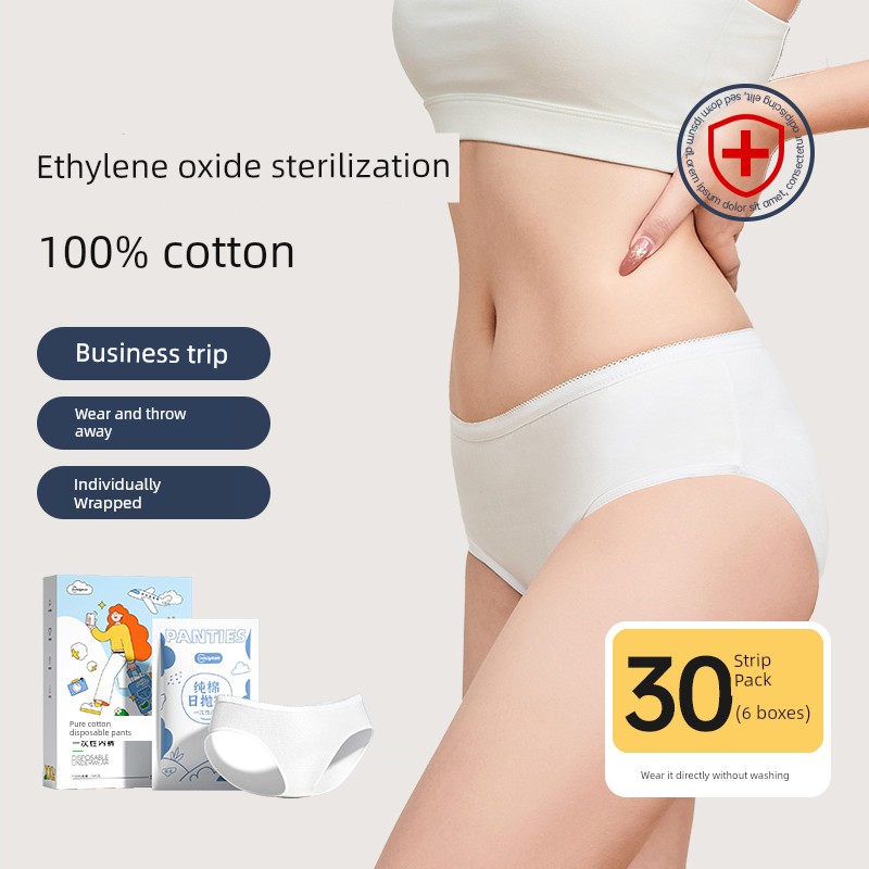 Super Asia Disposable Women's Cotton Underwear for Travel, No-Wash, Daily Use, Menstrual Period, Postpartum, Sterilized, Portable — 4
