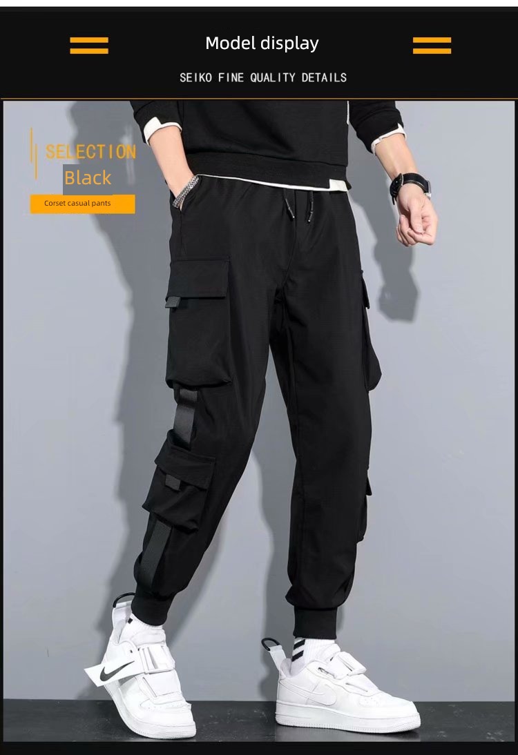 tide Autumn and winter Ruffian handsome Plush thickening leisure time Overalls