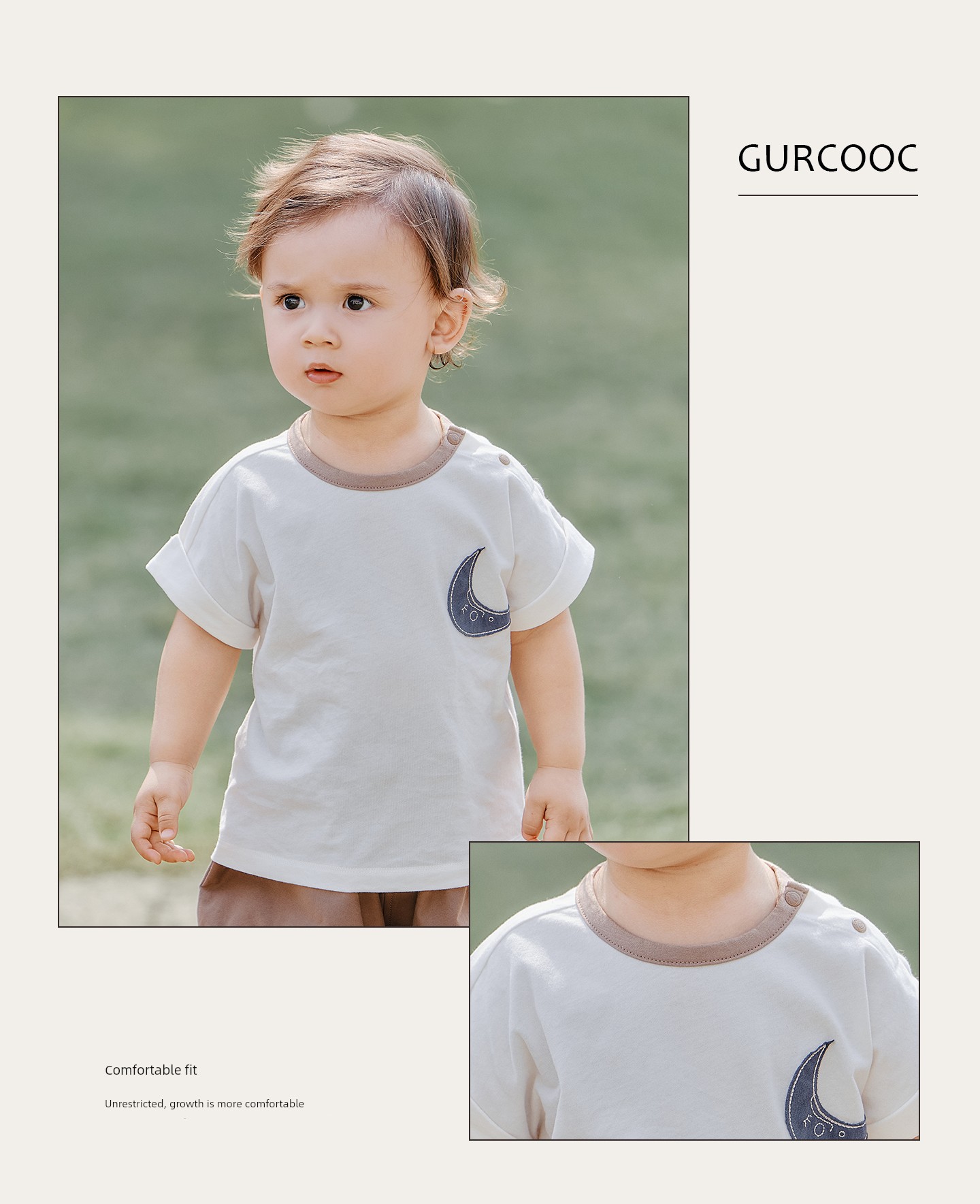 Guiqi Bear Baby Short Sleeve T-Shirt Top Summer Children's Casual Clothing Pure Cotton Thin Style Cute Outing Wear for Infants and Toddlers — 12