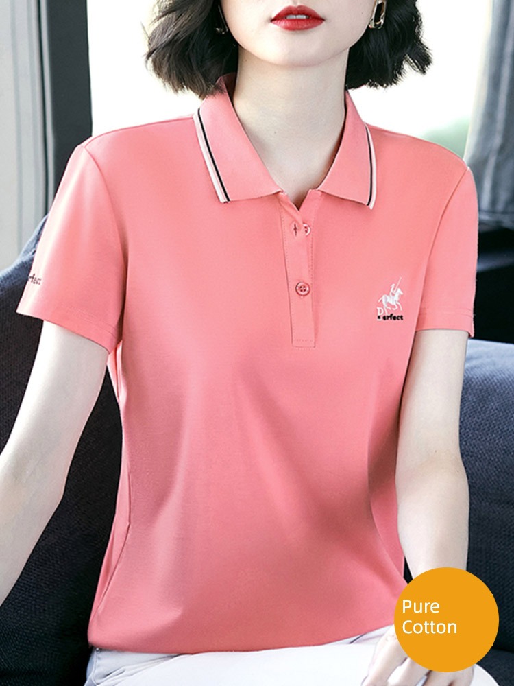 polo fashion Lapel Self-cultivation Embroidery Short sleeve T-shirt