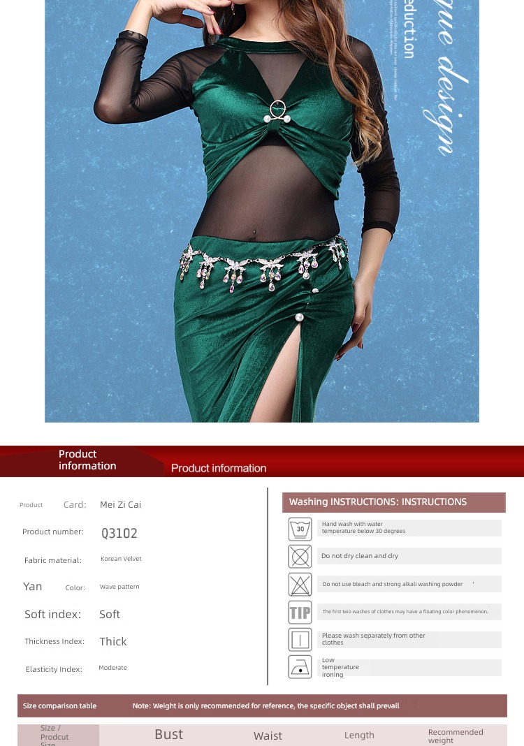 Broken code Clearance Autumn and winter velvet one-piece garment Belly Dance