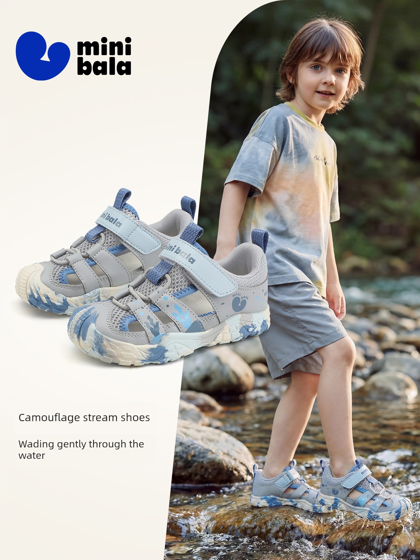 Mini Bala Children's Shoes Summer New Style Boys' Closed-Toe Sports Sandals Children's Shoes Girls' Breathable Sandals Boys' Shoes