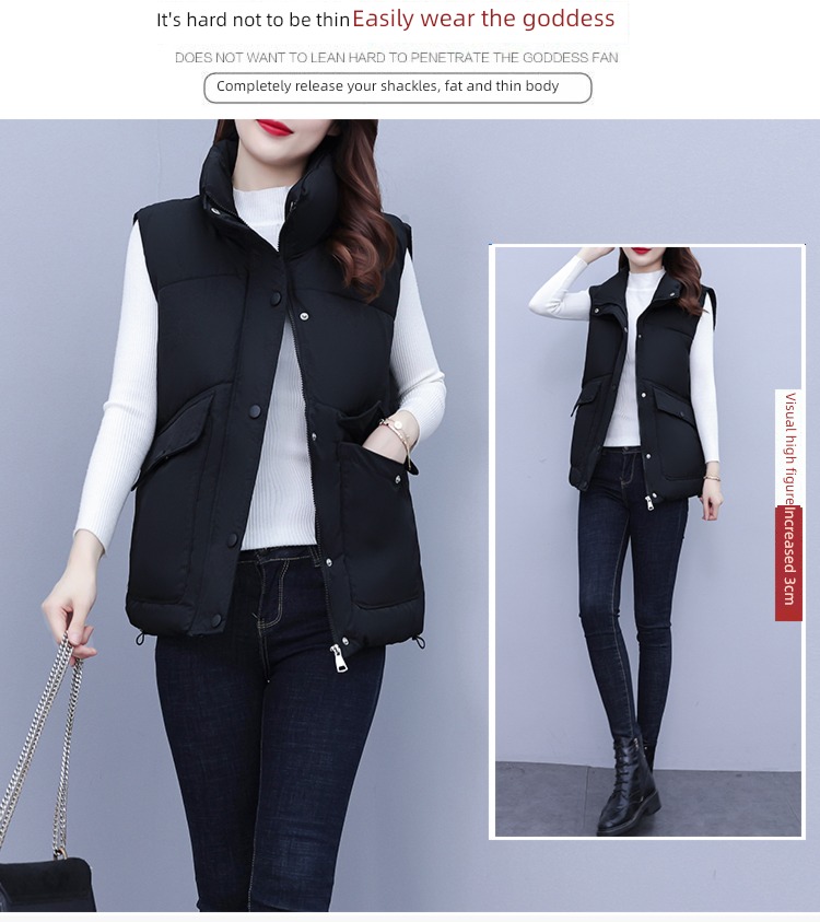 stand collar fashionable Sleeveless waistcoat have cash less than that is registered in the accounts Down cotton Vest