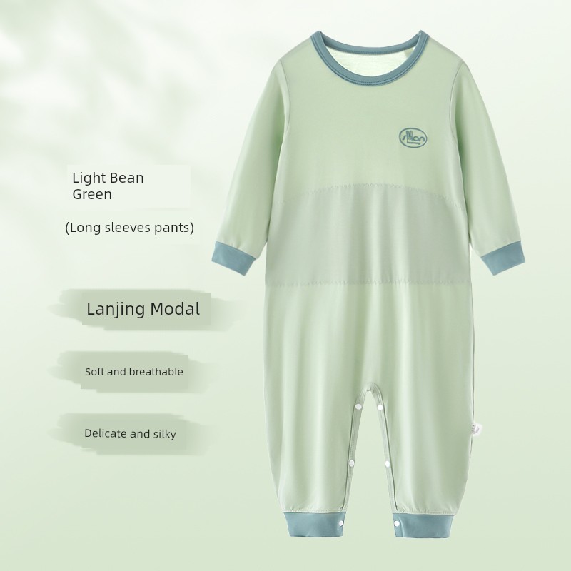 Spring, Summer, Autumn Double Layer Bellyband Boys and Girls One-Piece Pajamas — 6